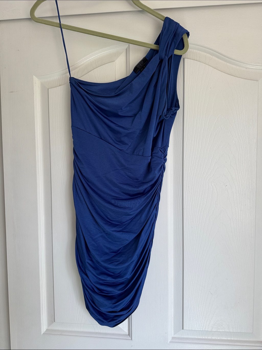 Guess One-Shoulder Royal Blue Ruched Dress
